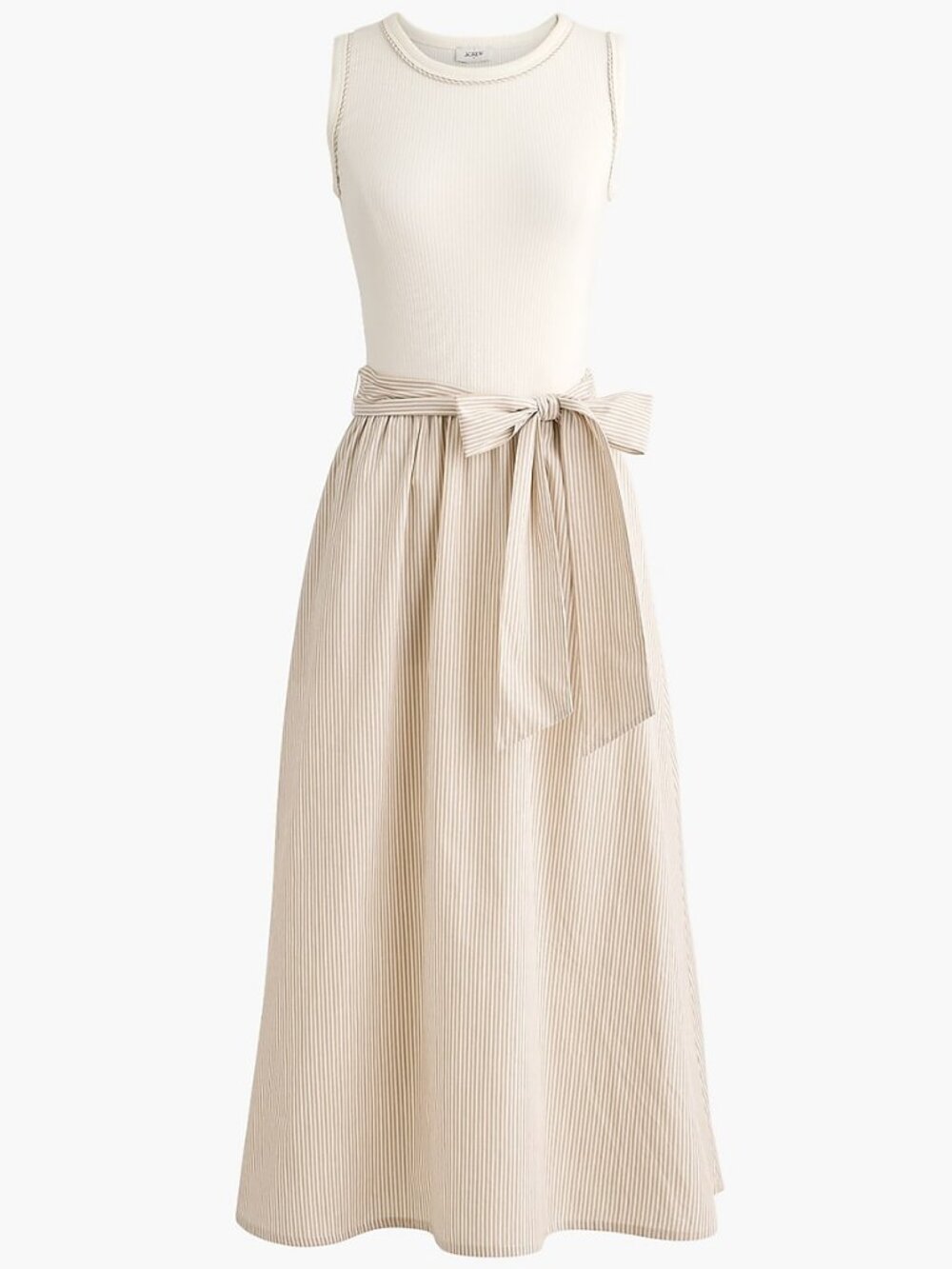 J crew Factory Tie-Waist Mixed-Media Midi Dress‎ Size Small